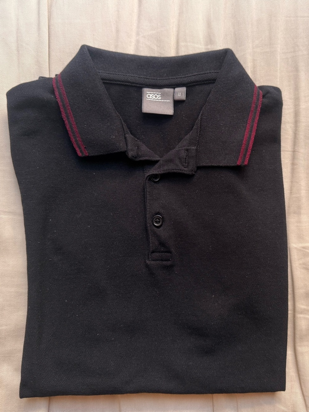 Polo Shirt with Striped Collar - Medium ASOS